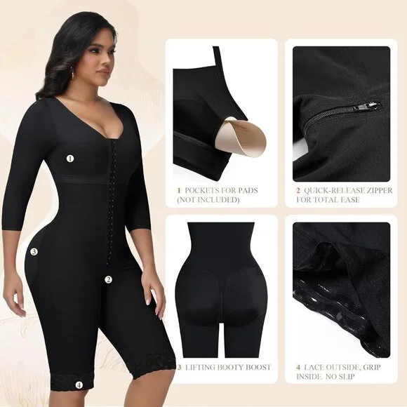 Women's Body Shaper Black Tummy Control Shapewear Surgery Compression Garment - Picture 6 of 7